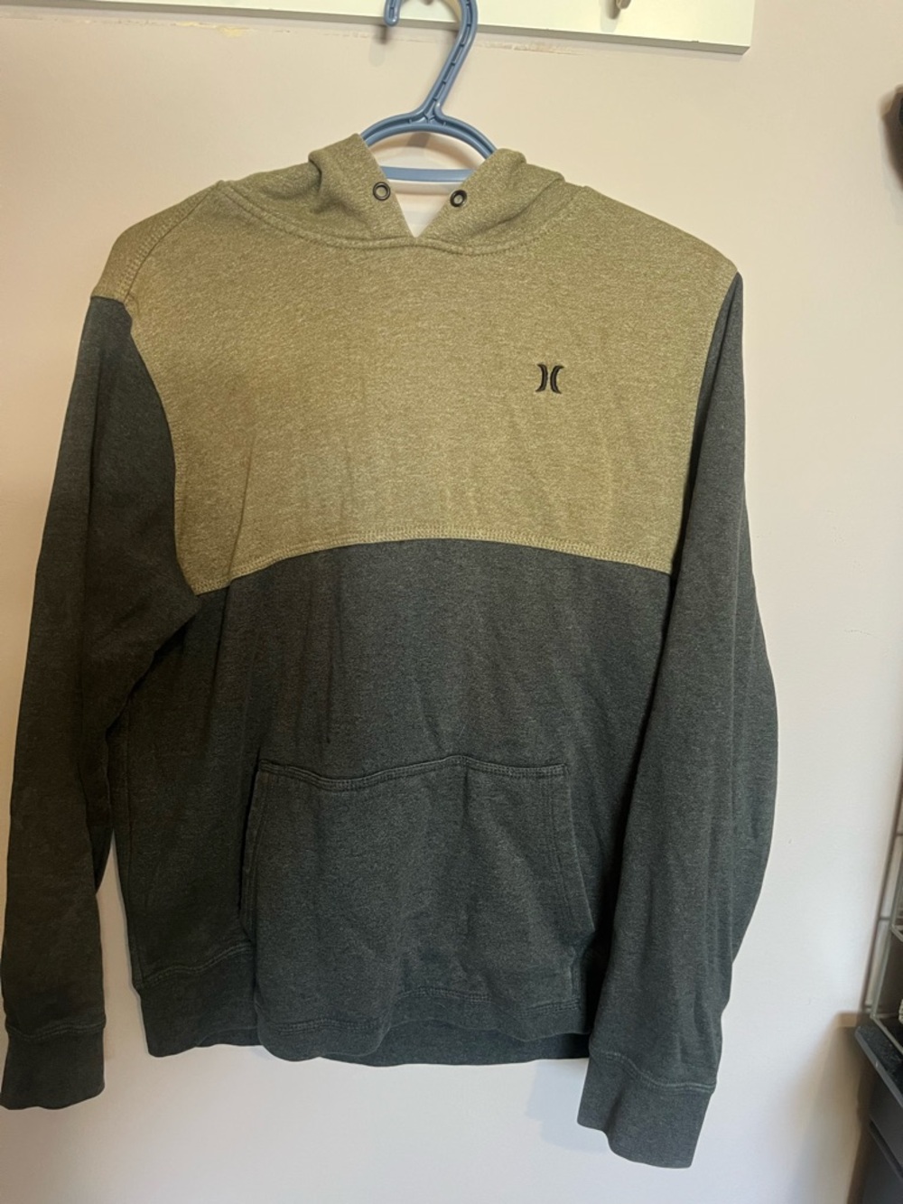 Hurley Olive and Charcoal Colorblock Hooded Pullover